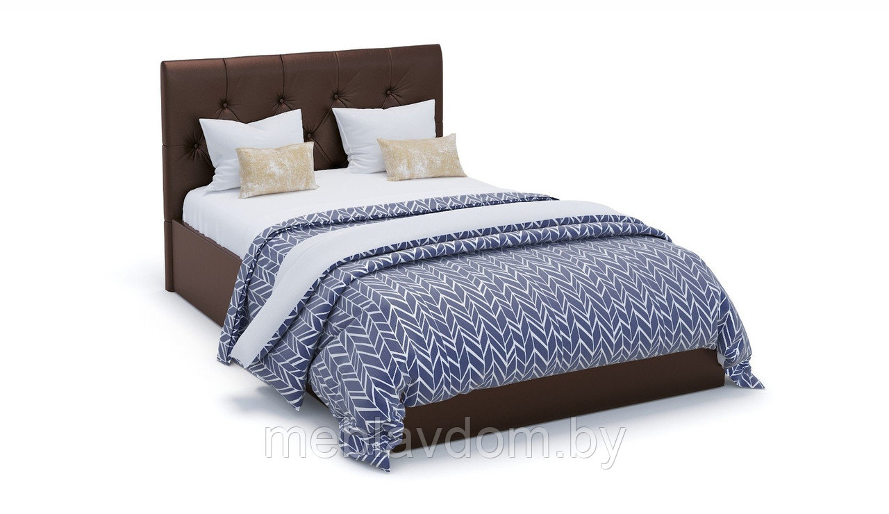 Мягкая кровать Женева 140 Dark brown с пуговицами с подъемным механизмом - фото 2 - id-p194495504