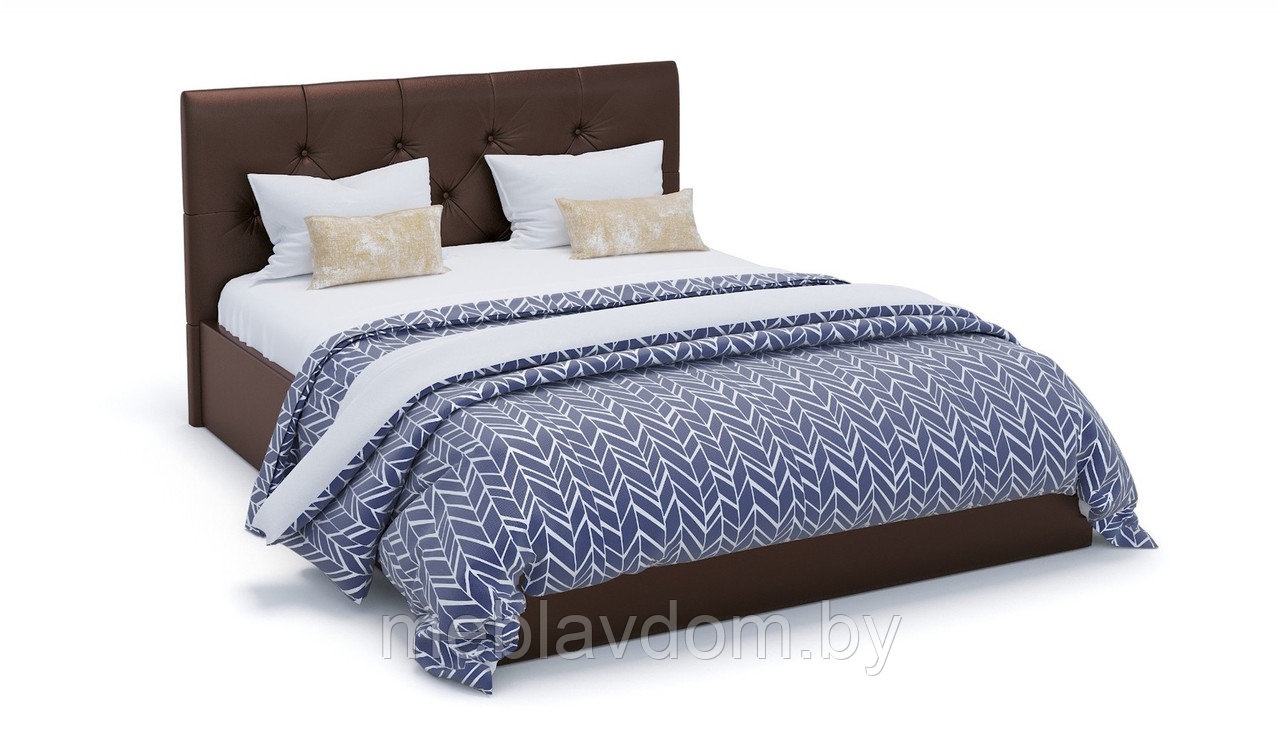 Мягкая кровать Женева с пуговицами 180х200 с подъемным механизмом Dark brown - фото 1 - id-p194495505