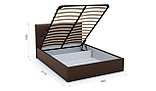Мягкая кровать Женева 160 Dark brown с пуговицами с подъемным механизмом, фото 2