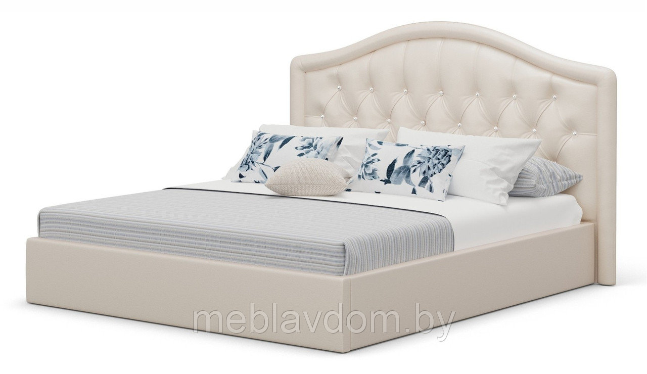 Мягкая кровать Элизабет со стразами 180х200 с подъемным механизмом Pearl shell - фото 1 - id-p194495507