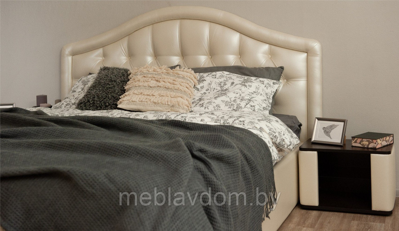 Мягкая кровать Элизабет 180 Pearl shell с пуговицами с подъемным механизмом - фото 4 - id-p194495508