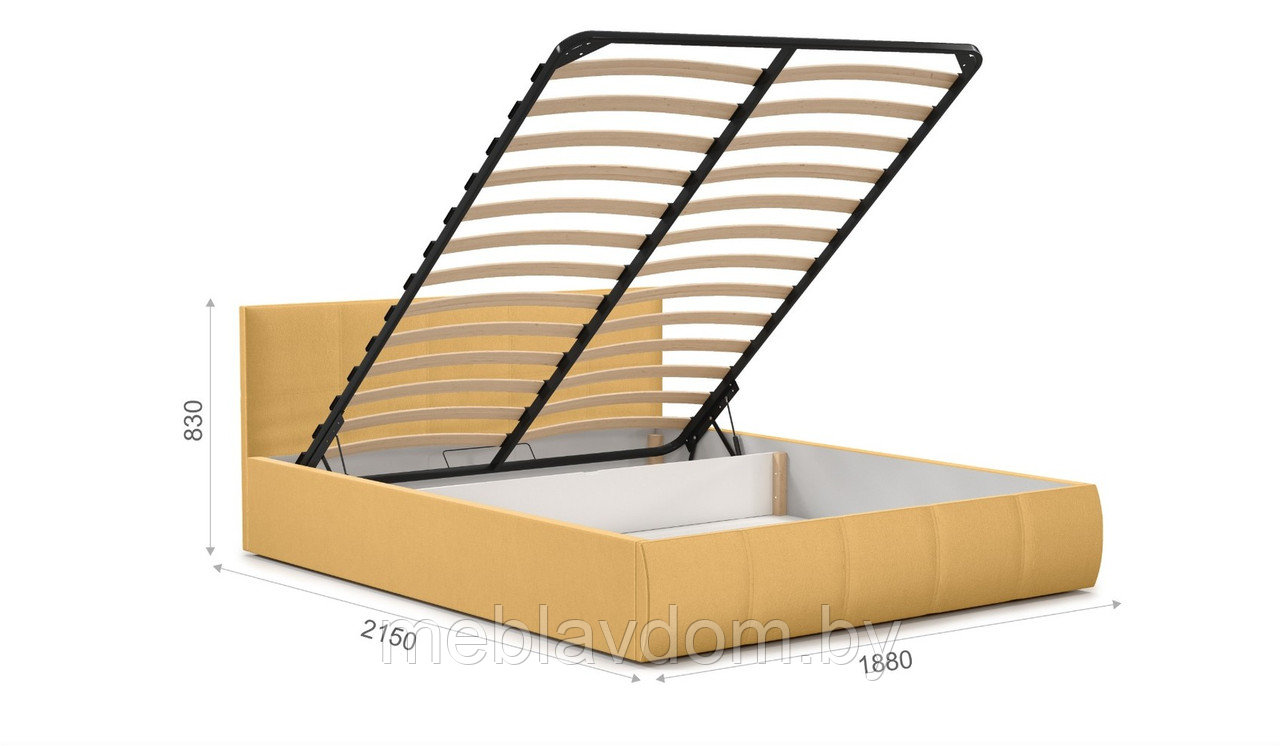 Мягкая кровать Верона 180х200 с подъемным механизмом Bingo mustard - фото 3 - id-p194495515