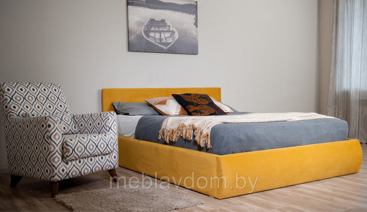 Мягкая кровать Верона 180х200 с подъемным механизмом Bingo mustard - фото 6 - id-p194495515