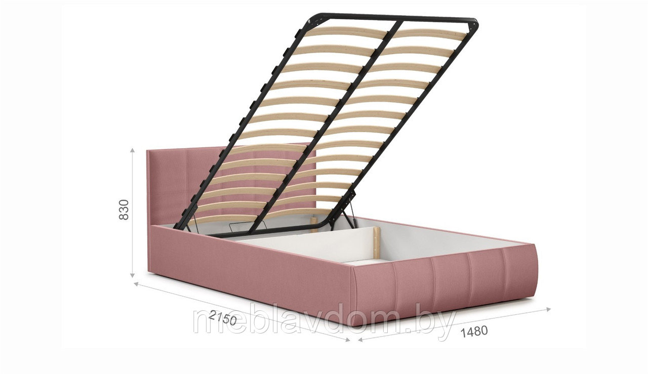Мягкая кровать Верона 140х200 с подъемным механизмом Bingo mauve - фото 3 - id-p194495516