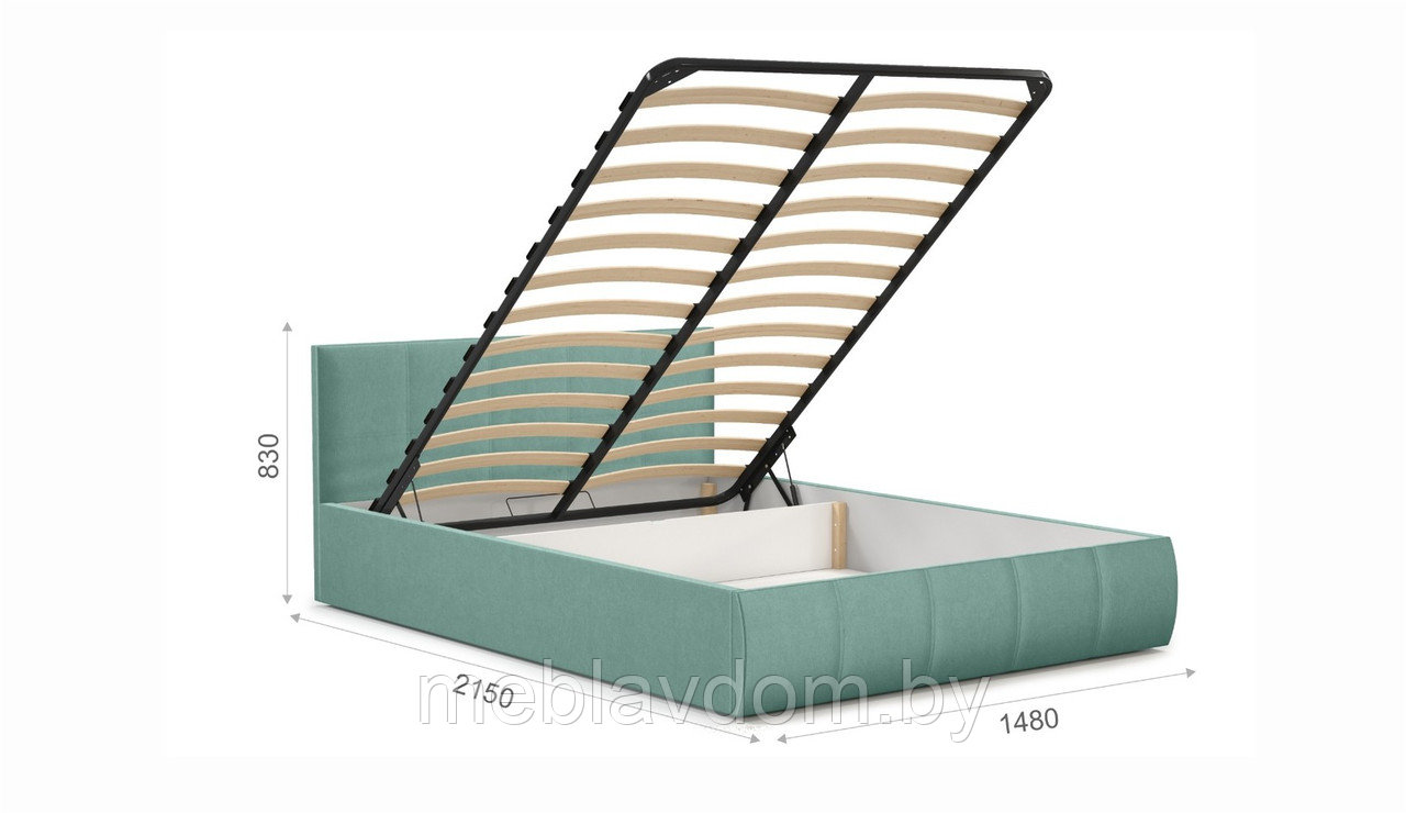 Мягкая кровать Верона 140х200 с подъемным механизмом Bingo mint - фото 3 - id-p194495520