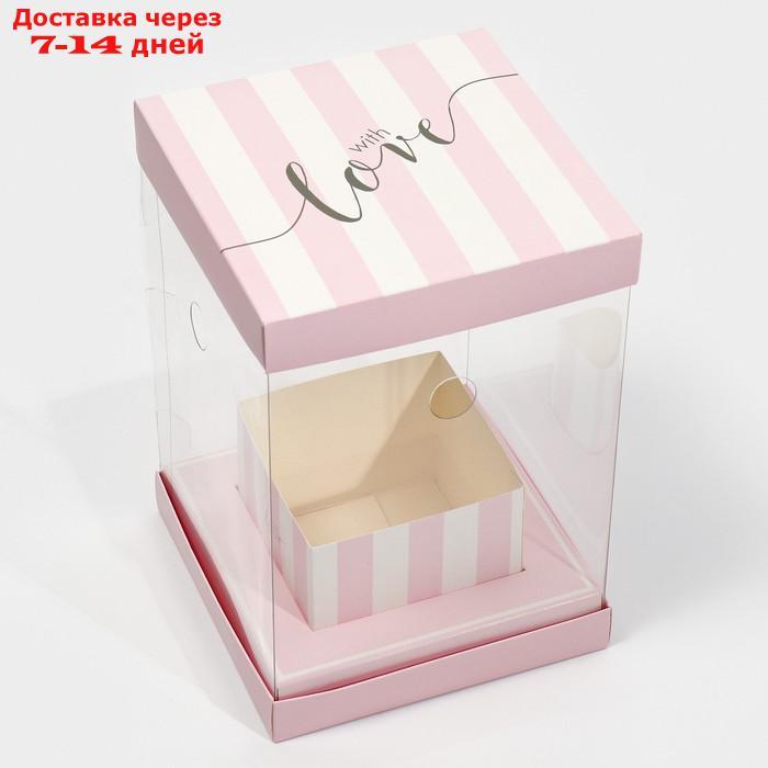 Коробка для цветов с вазой и PVC окнами складная With love, 16 х 23 х 16 см - фото 3 - id-p193943915