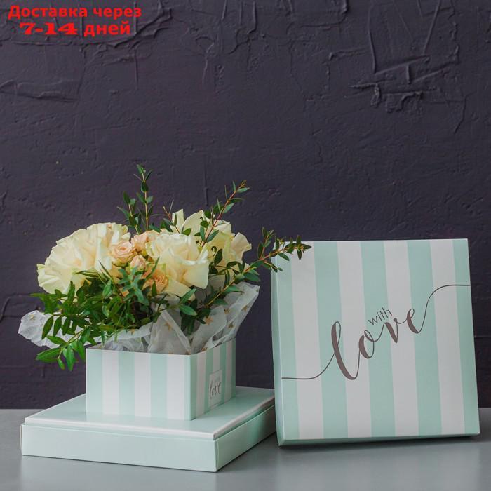 Коробка для цветов с вазой и PVC окнами складная With love, 23 х 30 х 23 см - фото 3 - id-p193943919