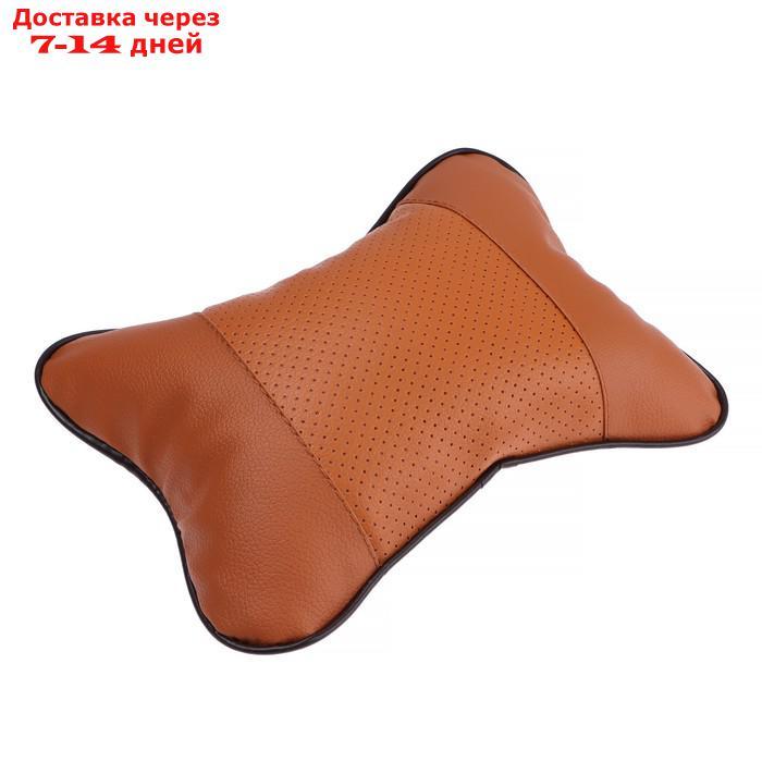 Подушка автомобильная для шеи, экокожа, 18×25 см, коричневый - фото 2 - id-p193935915