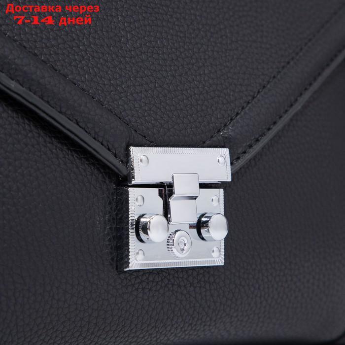 Сумка-мессенджер, отдел на клапане, наружный карман, длинный ремень, цвет чёрный - фото 5 - id-p194385523