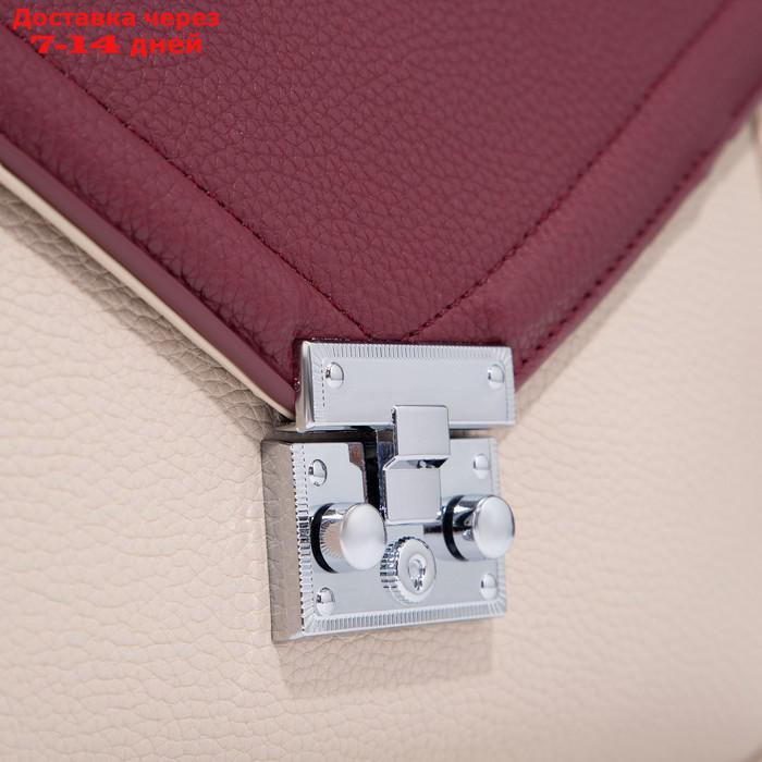 Сумка-мессенджер, отдел на клапане, наружный карман, длинный ремень, цвет коричневый/бордовый - фото 5 - id-p194385524