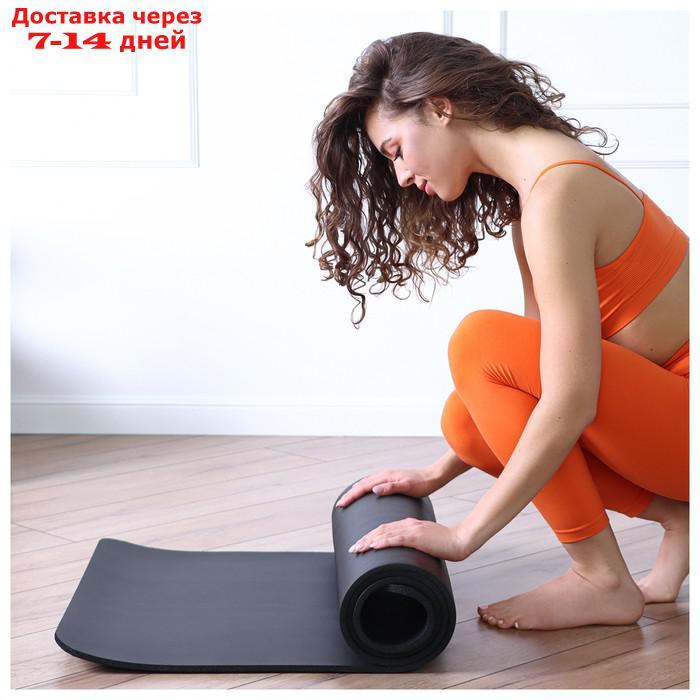 Коврик для йоги 183 × 61 × 1 см, цвет чёрный - фото 6 - id-p194384479