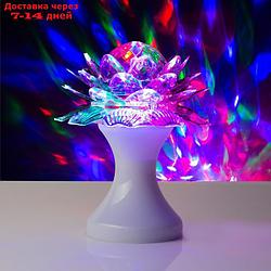 Световой прибор хрустальный шар "Цветок" d=12.5 см, 220V, БЕЛЫЙ (RGB)