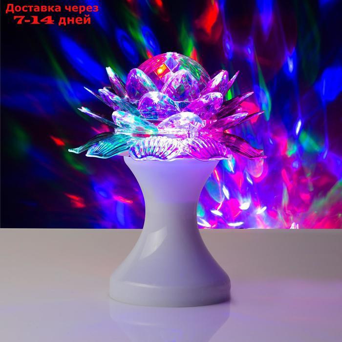 Световой прибор хрустальный шар "Цветок" d=12.5 см, 220V, БЕЛЫЙ (RGB) - фото 1 - id-p194385580