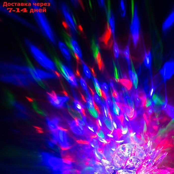 Световой прибор хрустальный шар "Цветок" d=12.5 см, 220V, БЕЛЫЙ (RGB) - фото 3 - id-p194385580