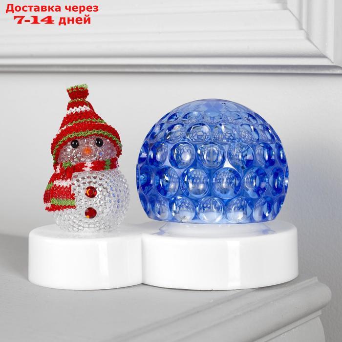 Световой прибор "Снеговичок с ледяным синим шаром", d=9.5 см, Мульти - фото 4 - id-p194385590