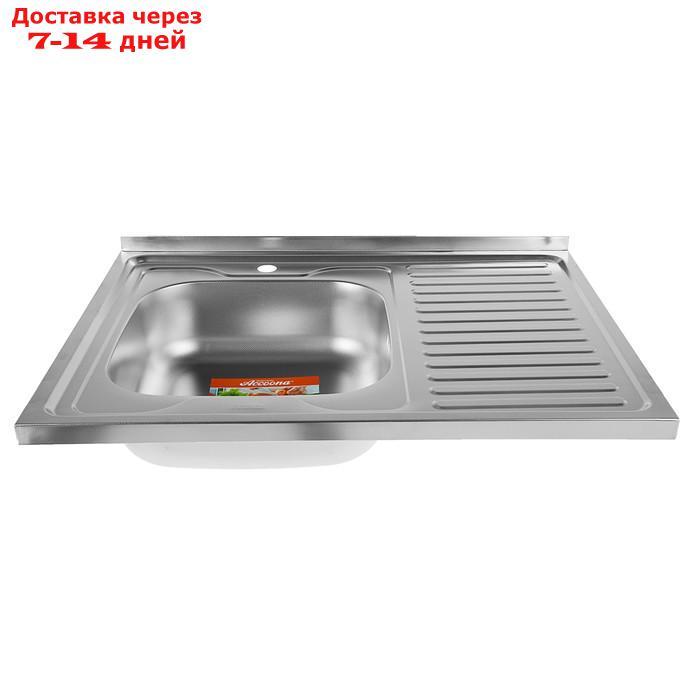 Мойка кухонная Accoona AC6080-L, накладная, левая, толщина 0.6 мм, 800х600х165 мм, декор - фото 2 - id-p194384537