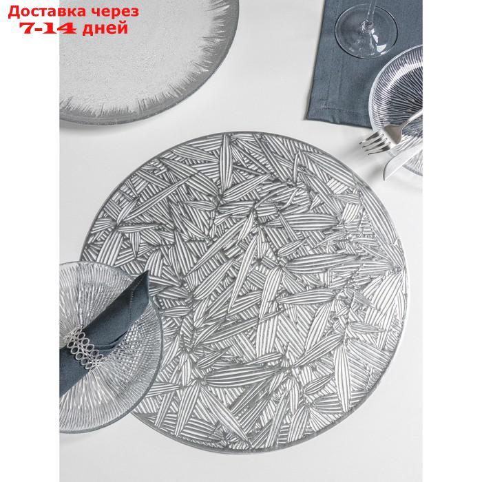 Набор салфеток кухонных "Листья", 38×38 см, 4 шт, цвет серебро - фото 2 - id-p193939556