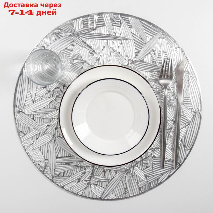 Набор салфеток кухонных "Листья", 38×38 см, 4 шт, цвет серебро - фото 3 - id-p193939556