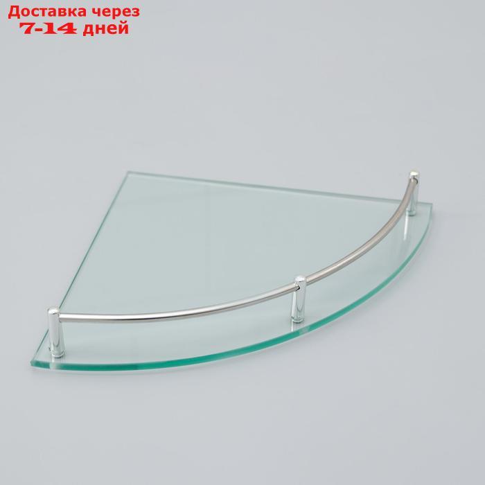 Полка угловая для ванной комнаты, 24×24×4 см, металл, стекло