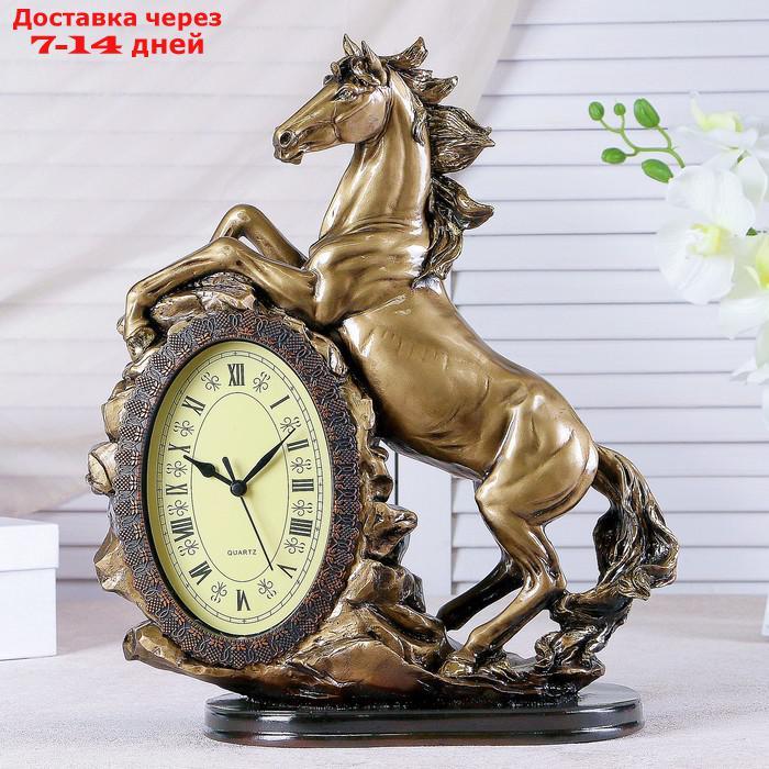 Часы настольные "Лошадь", цвет золото, 40х31х15 см