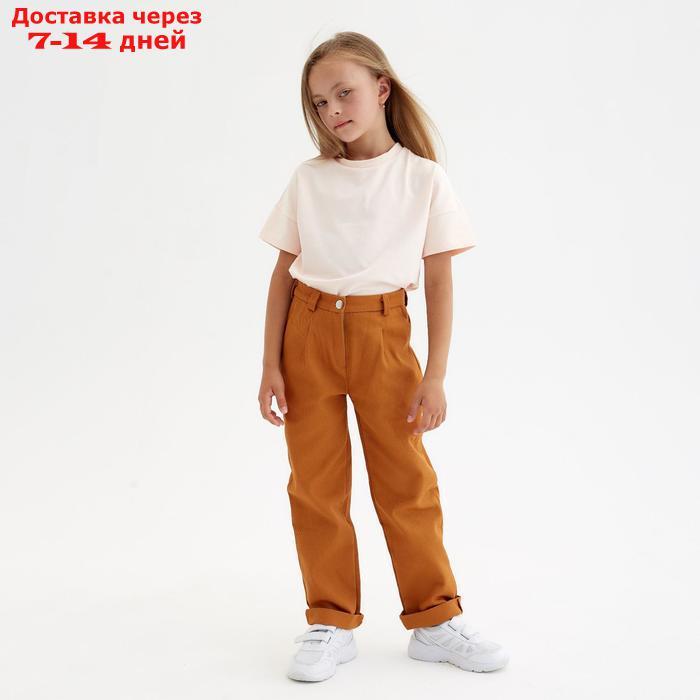 Брюки для девочки MINAKU: Casual collection KIDS, цвет рыжий, рост 128 см - фото 3 - id-p193945714