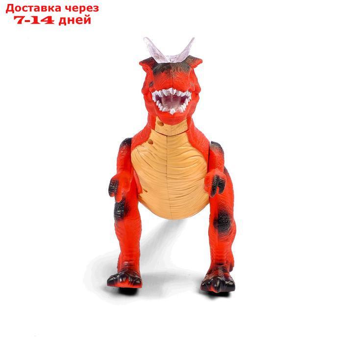 Динозавр р/у "T-Rex", световые и звуковые эффекты, работает от батареек, цвет красный - фото 4 - id-p193945749