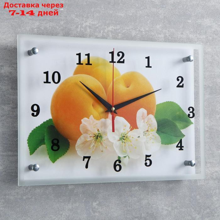 Часы настенные, серия: Кухня, "Абрикосы с цветами", 25х35 см, микс - фото 2 - id-p194385035
