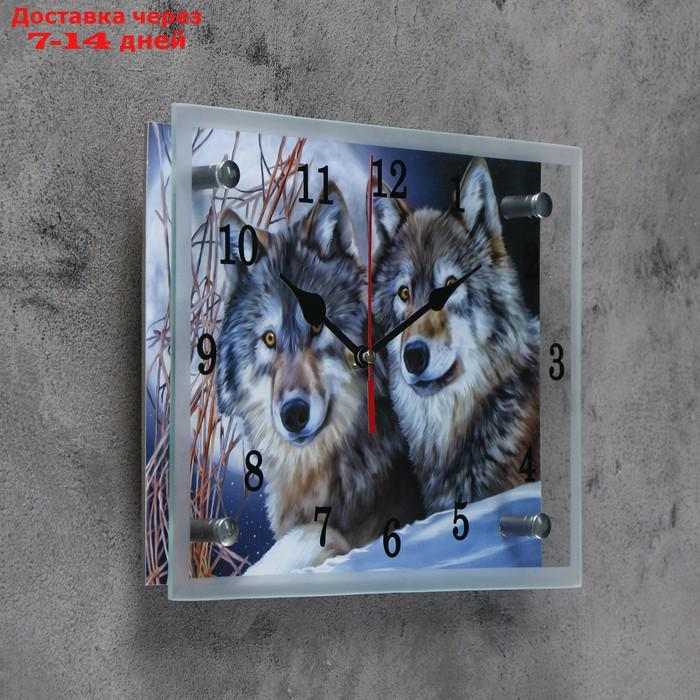 Часы настенные, серия: Животный мир, "Два волка", 20х25 см, микс - фото 2 - id-p194385043