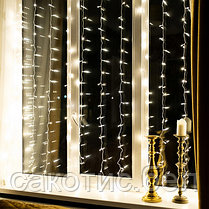 Гирлянда Светодиодный Дождь 2,5x2 м, свечение с динамикой, прозрачный провод, 230 В, диоды ТЕПЛЫЙ БЕЛЫЙ, фото 3