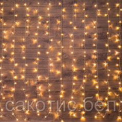 Гирлянда Светодиодный Дождь 2x3 м, свечение с динамикой, прозрачный провод, 230 В, цвет Теплый Белый