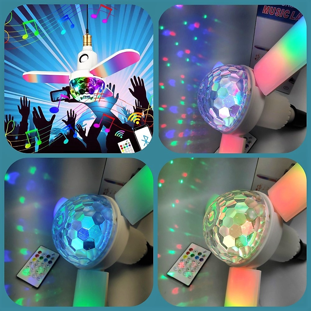 Музыкальная диско LED лампа Deformation music Lamp с пультом ДУ (Bluethooth, музыка, аудио, 7 цветов, цоколь - фото 10 - id-p194381311