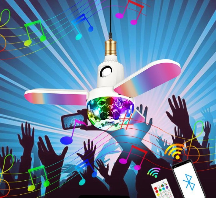 Музыкальная диско LED лампа Deformation music Lamp с пультом ДУ (Bluethooth, музыка, аудио, 7 цветов, цоколь - фото 3 - id-p194381818