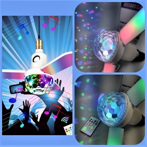 Музыкальная диско LED лампа Deformation music Lamp с пультом ДУ (Bluethooth, музыка, аудио, 7 цветов, цоколь - фото 1 - id-p194382183