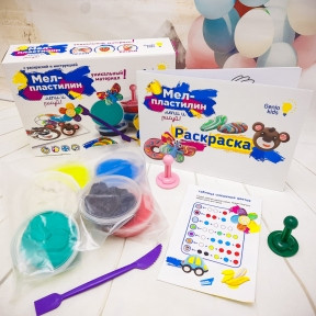 New Набор для творчества Genio Kids Мел - пластилин. Лепи и рисуй с раскраской
