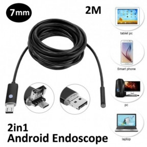USB эндоскоп HD Ф7.0 мм (дл. 2 метра) V.2000 - фото 1 - id-p179629614
