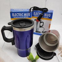 Термокружка с подогревом от прикуривателя ELECTRIC MUG STAINLESS STEEL 140Z Синяя