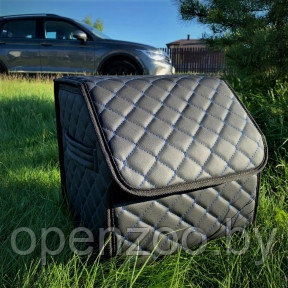 Автомобильный органайзер Кофр в багажник Premium CARBOX Усиленные стенки (размер 30х30см) Черный с синей