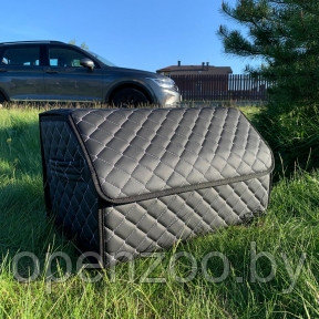 Автомобильный органайзер Кофр в багажник Premium CARBOX Усиленные стенки (размер 50х30см) Черный с черной