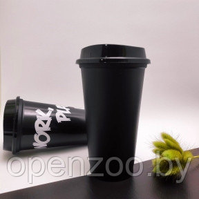 Стакан тамблер для кофе Wowbottles и других напитков с кофейной крышкой, 400 мл Black - фото 1 - id-p180067834