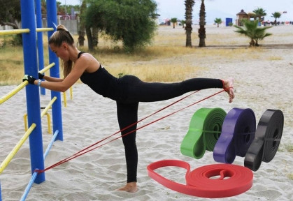 Набор эспандеров (резиновых петель) 208 см Fitness sport для фитнеса, йоги, пилатеса (4 шт с инструкцией) - фото 1 - id-p145114095