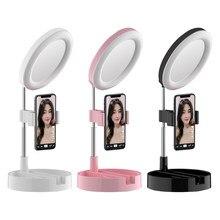 Мультифункциональное зеркало для макияжа с держателем для телефона G3 и круговой LED-подсветкой Белое - фото 1 - id-p179626498