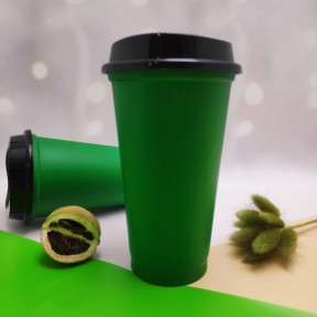 Стакан тамблер Wowbottles с кофейной крышкой для горячих и холодных напитков, 400 мл Зеленый