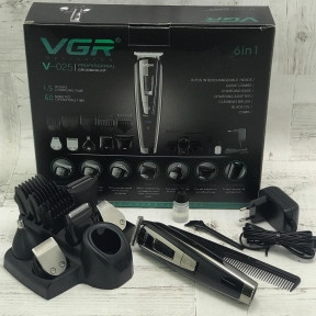 Универсальный набор 6в1 для стрижки волос и бритья VGR V-025, зарядная док-станция - фото 1 - id-p179624968