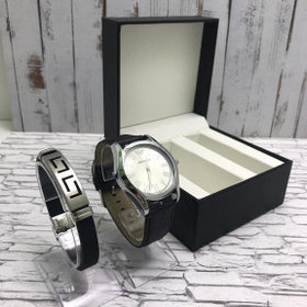 Подарочный набор 2 в 1 мужские кварцевые часы и браслет Модель 2