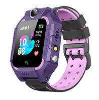 Часы детские Smart Watch Kids Baby Watch Q88 / Умные часы для детей Фиолетовый корпус - черный ремешок