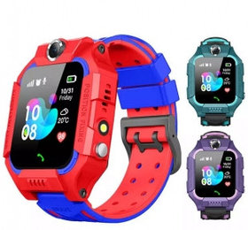 Часы детские Smart Watch Kids Baby Watch Q88 / Умные часы для детей Красный корпус - синий ремешок