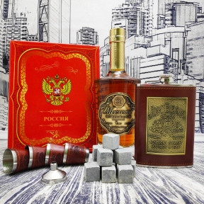 Подарочный набор Jim Beam (фляжка 250мл., воронка, 4 рюмки) Коричневый - фото 1 - id-p173454133