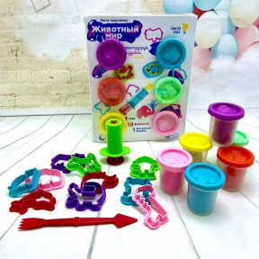 Набор для лепки Genio Kids Тесто-пластилин. Животный мир 6 цветов, 10 формочек, фото 1