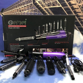 Уценка Фен мультистайлер GEMEI GM-4835 10в1 / воздушный стайлер для волос Фиолетовый (мятая коробка) - фото 1 - id-p179625158
