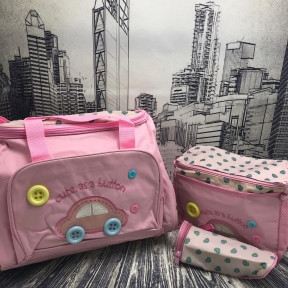 Комплект сумок для мамы - вещей малыша Cute as a Button, 3 шт. Розовая